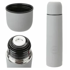 B&Co 1 Litre Bullet Flask With Rubberised Finish - Grey