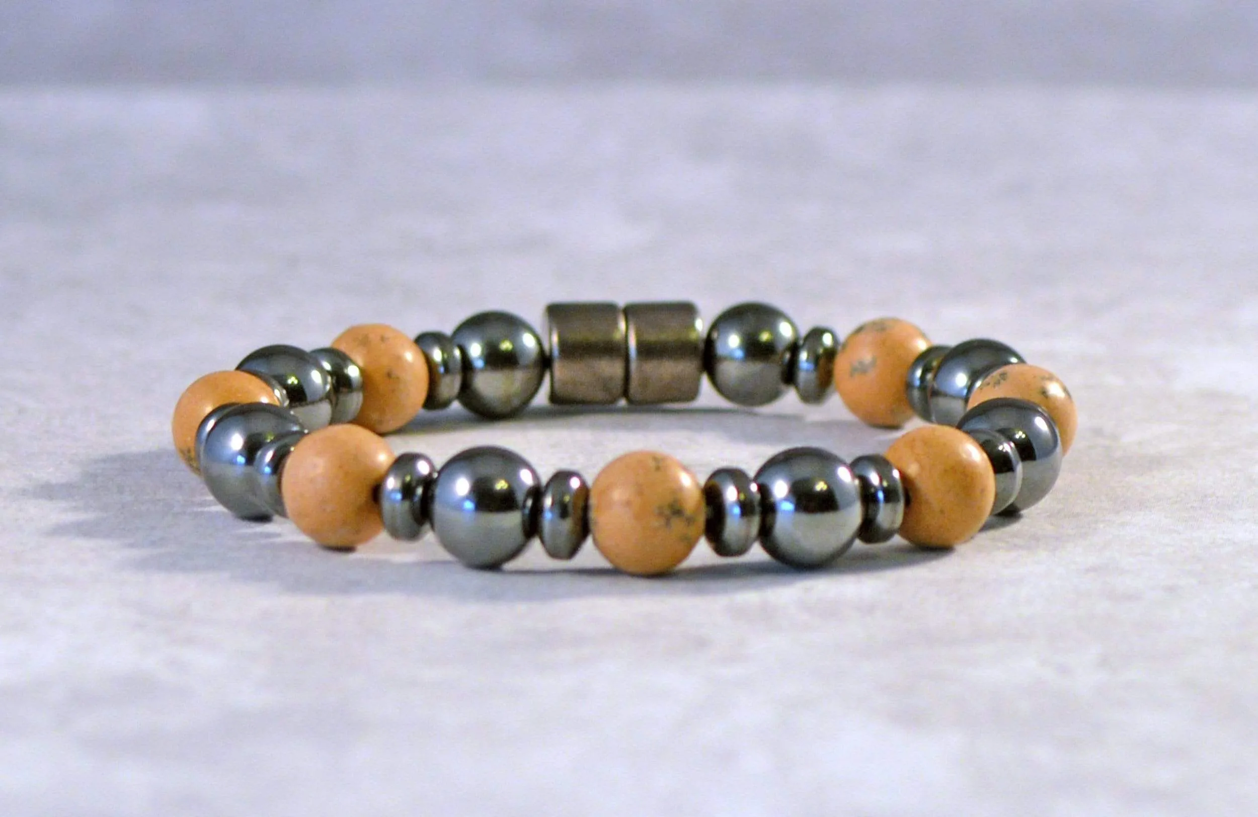 Black Hematite & Grain Stone Magnetic Pain Relief Bracelet