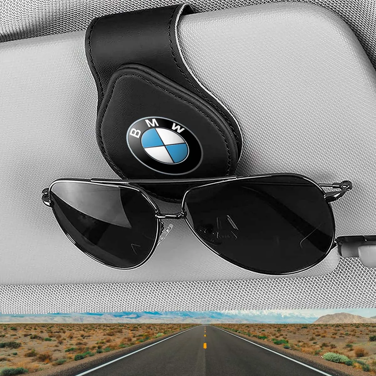 Car Sunglasses Holder, Custom Fit For Your Cars, Magnetic Leather Glasses Frame 2024 Update KX13995