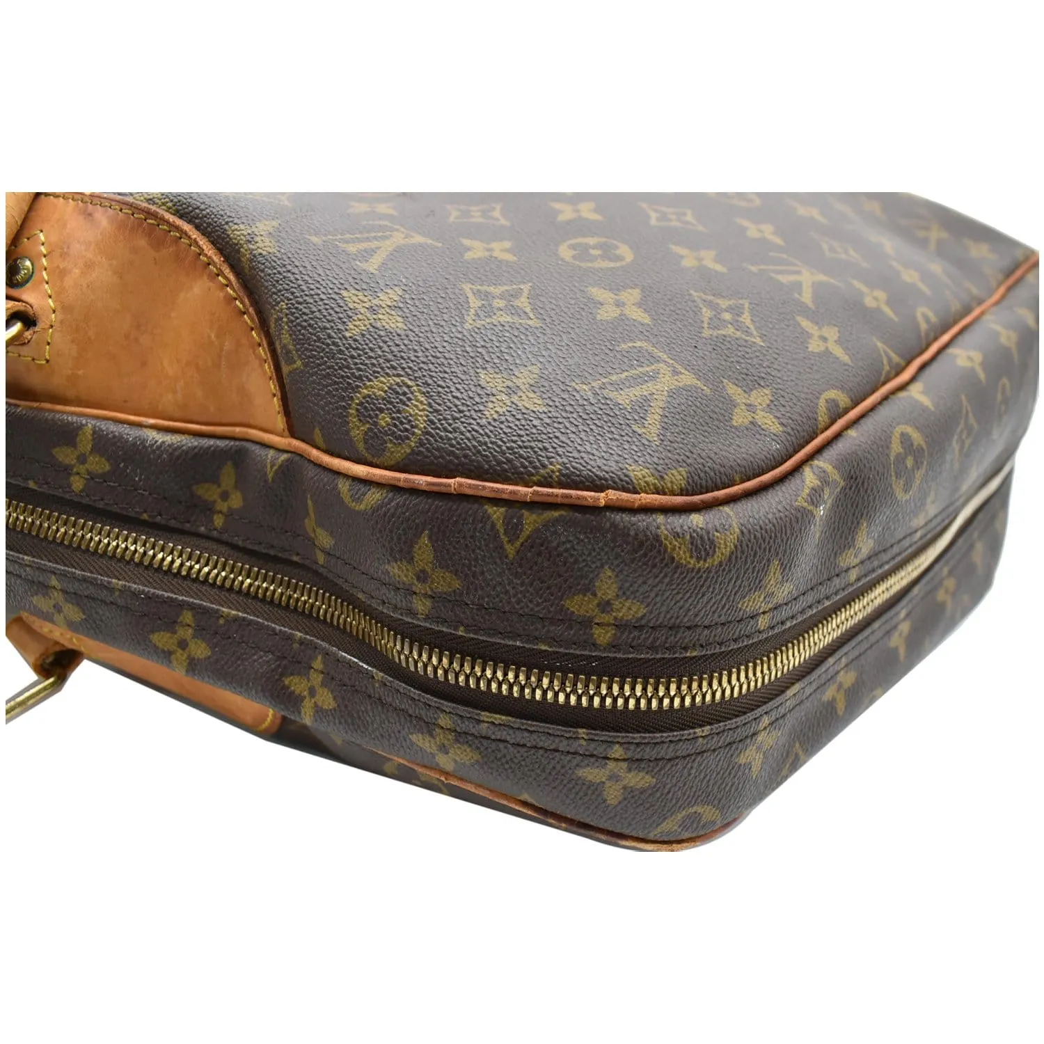 LOUIS VUITTON Alize 1 Poche Soft Monogram Canvas Suitcase Bag Brown