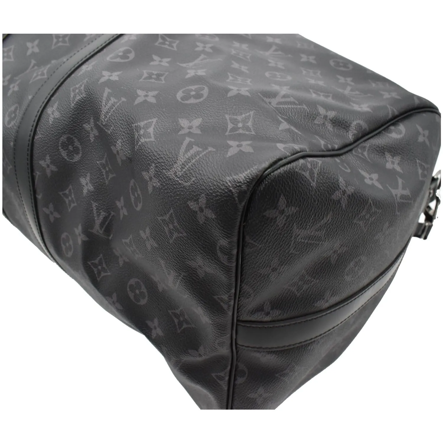 LOUIS VUITTON Keepall 55 Bandouliere Monogram Eclipse Travel Bag Black