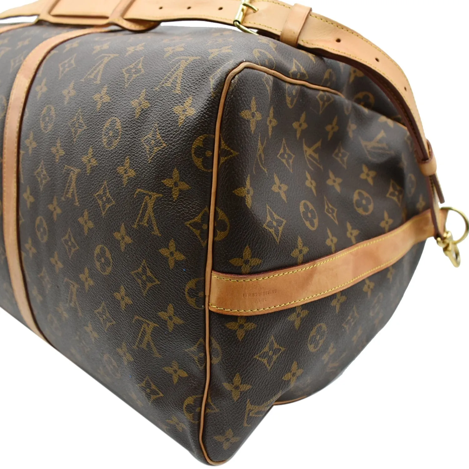 LOUIS VUITTON Keepall Bandouliere 55 Monogram Canvas Travel Bag Brown