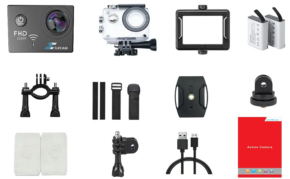 Waterproof Action Sport Camera with Screen with Underwater Case 1080P